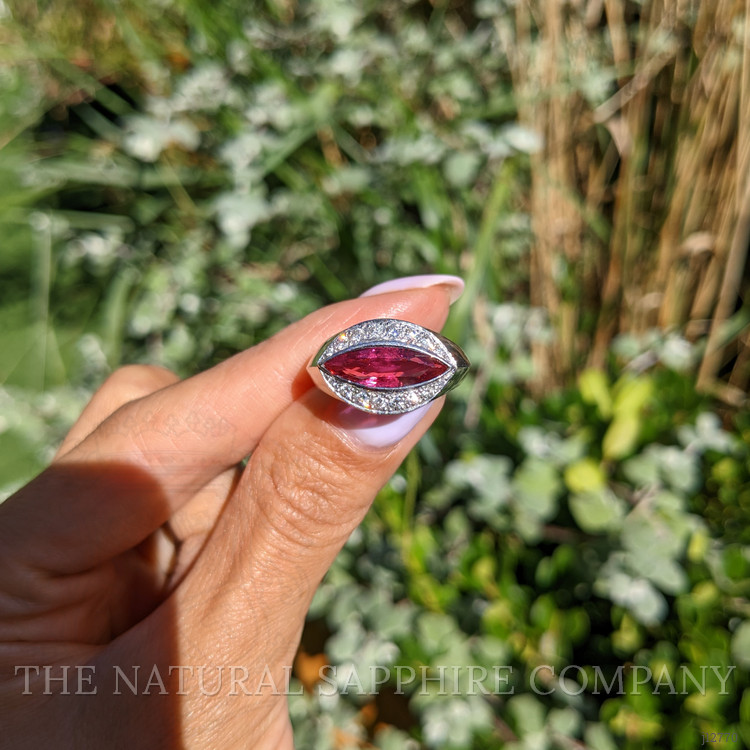 2.09 Ct. Ruby and Natural Diamond Accent Stones Ring, Platinum 950