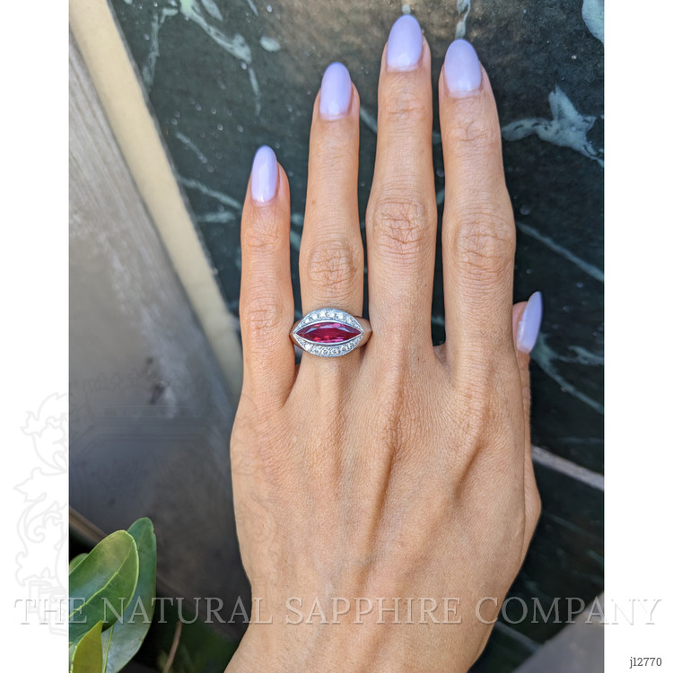 2.09 Ct. Ruby and Natural Diamond Accent Stones Ring, Platinum 950