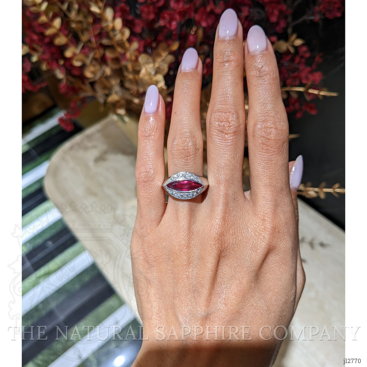 2.09 Ct. Ruby and Natural Diamond Accent Stones Ring, Platinum 950