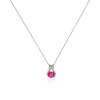 3.43 Ct. Pink Tourmaline and Natural Diamond Accent Stones Pendant, 18K White Gold Image