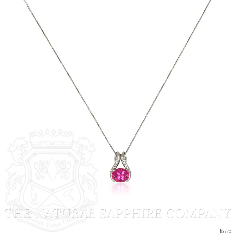 3.43 Ct. Pink Tourmaline and Natural Diamond Accent Stones Pendant, 18K White Gold