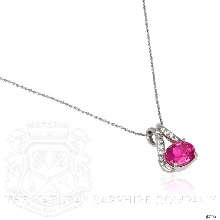 3.43 Ct. Pink Tourmaline and Natural Diamond Accent Stones Pendant, 18K White Gold