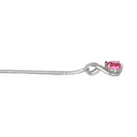 3.43 Ct. Pink Tourmaline and Natural Diamond Accent Stones Pendant, 18K White Gold Image