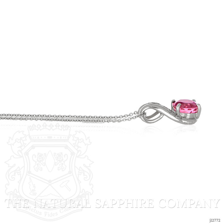 3.43 Ct. Pink Tourmaline and Natural Diamond Accent Stones Pendant, 18K White Gold