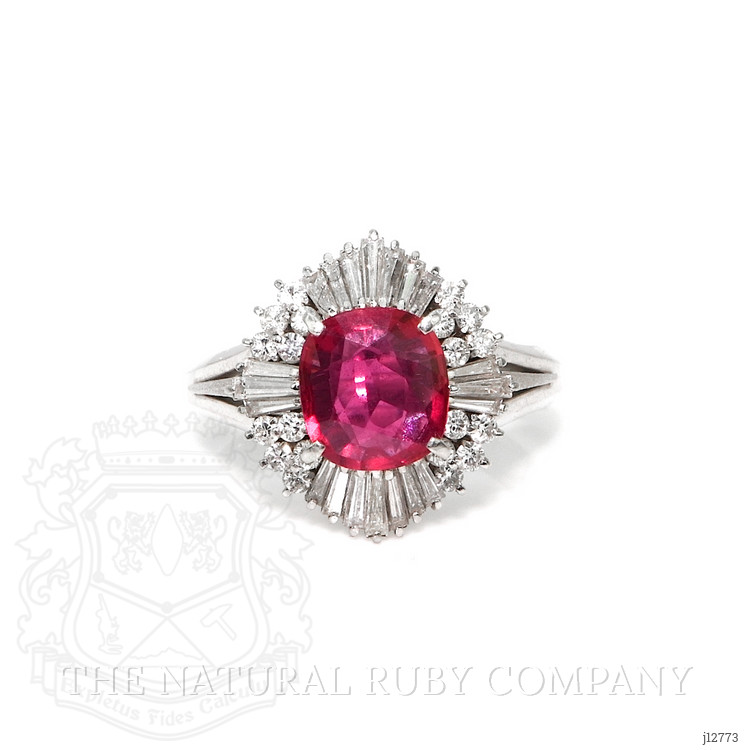1.27 Ct. Ruby and Natural Diamond Antique Style Ring, Platinum 950