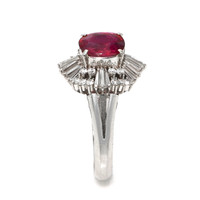 1.27 Ct. Ruby and Natural Diamond Antique Style Ring, Platinum 950 Image