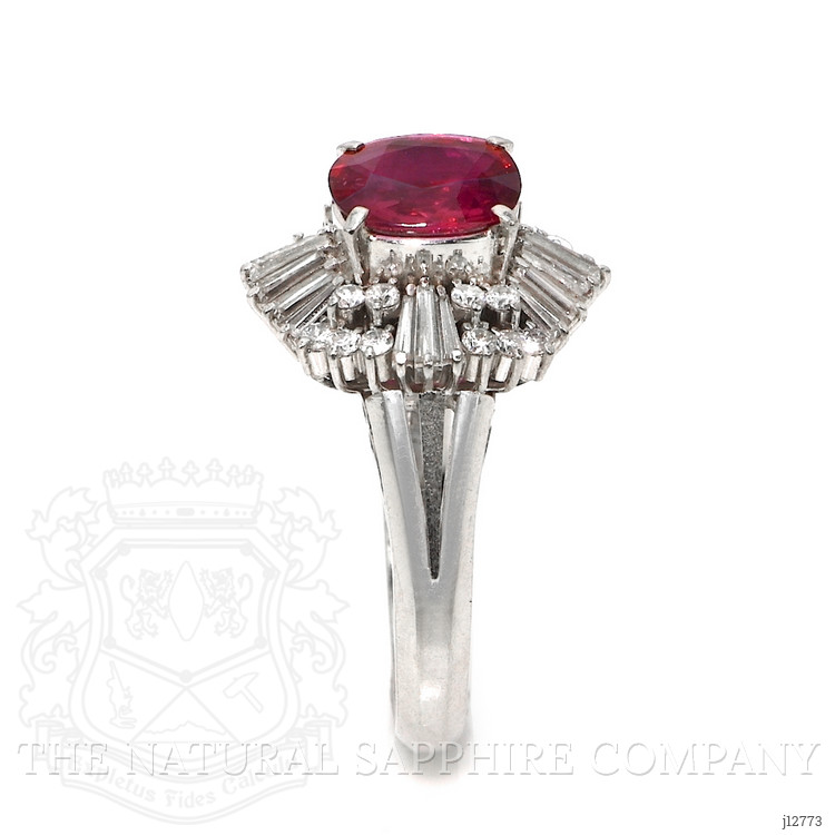 1.27 Ct. Ruby and Natural Diamond Antique Style Ring, Platinum 950
