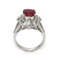 1.27 Ct. Ruby and Natural Diamond Antique Style Ring, Platinum 950 Image