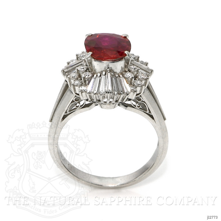 1.27 Ct. Ruby and Natural Diamond Antique Style Ring, Platinum 950