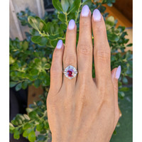 1.27 Ct. Ruby and Natural Diamond Antique Style Ring, Platinum 950 Life Style