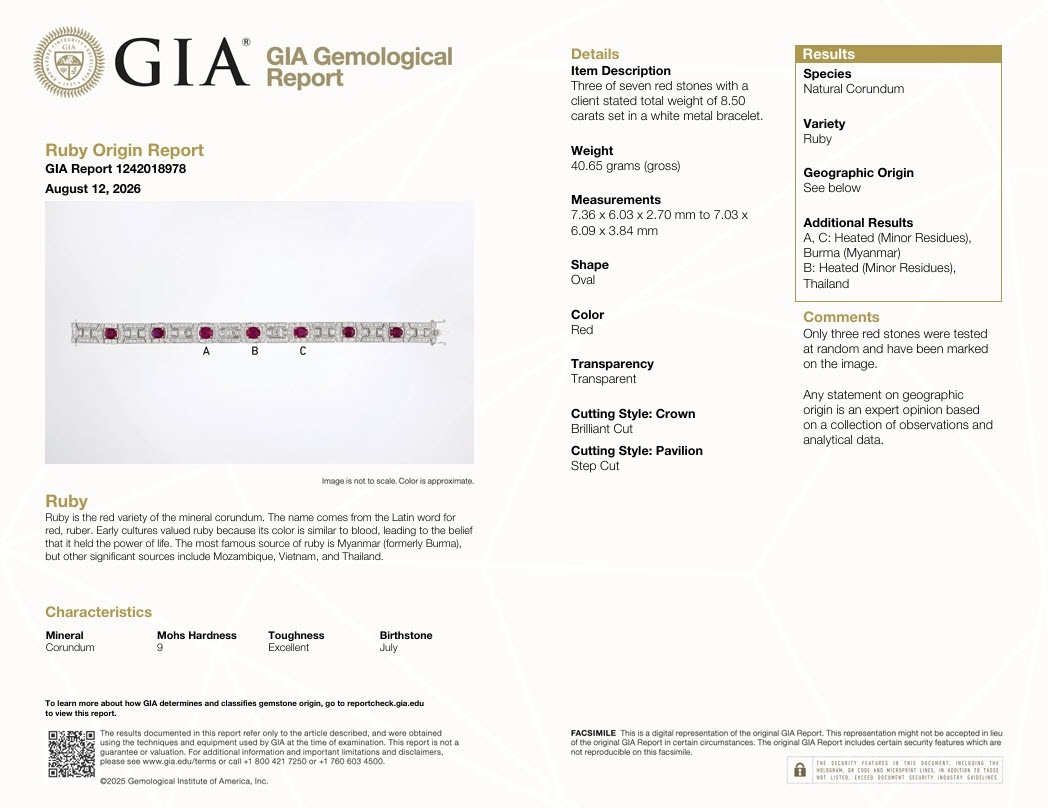 8.50 Ct.Tw. Ruby and Natural Diamond Pave Bracelet, Platinum 900