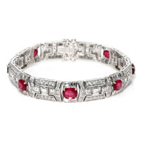 8.50&nbsp;Ct.Tw.Total Carat Weight Ruby and Natural Diamond Pave Bracelet, Platinum 900 Video