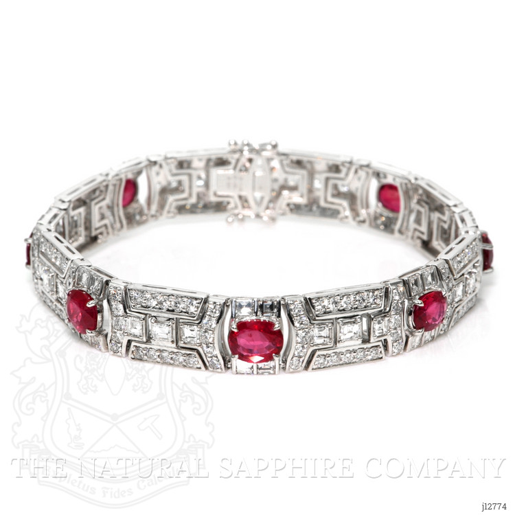 8.50 Ct.Tw. Ruby and Natural Diamond Pave Bracelet, Platinum 900