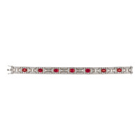 8.50&nbsp;Ct.Tw.Total Carat Weight Ruby and Natural Diamond Pave Bracelet, Platinum 900 Image