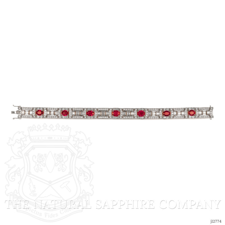 8.50 Ct.Tw. Ruby and Natural Diamond Pave Bracelet, Platinum 900