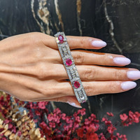 8.50&nbsp;Ct.Tw.Total Carat Weight Ruby and Natural Diamond Pave Bracelet, Platinum 900 Life Style