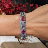 8.50&nbsp;Ct.Tw.Total Carat Weight Ruby and Natural Diamond Pave Bracelet, Platinum 900 Life Style