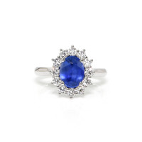 1.94 Ct. Blue Sapphire and Lab Grown Diamond Accent Stones Ring, 14K White Gold Video