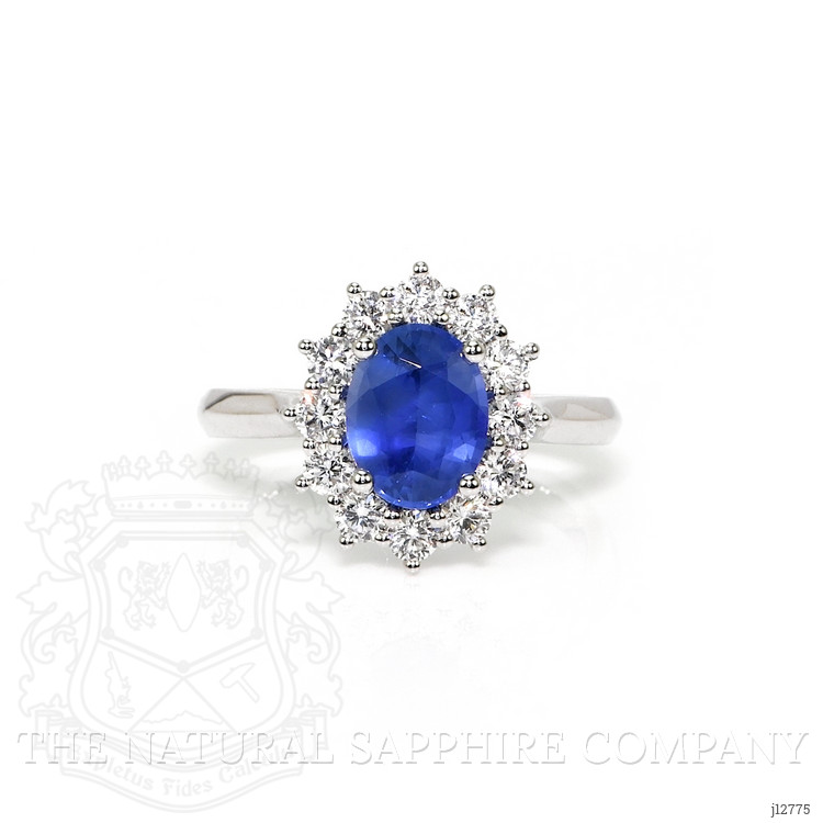 1.94 Ct. Blue Sapphire and Lab Grown Diamond Accent Stones Ring, 14K White Gold