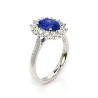 1.94 Ct. Blue Sapphire and Lab Grown Diamond Accent Stones Ring, 14K White Gold Image