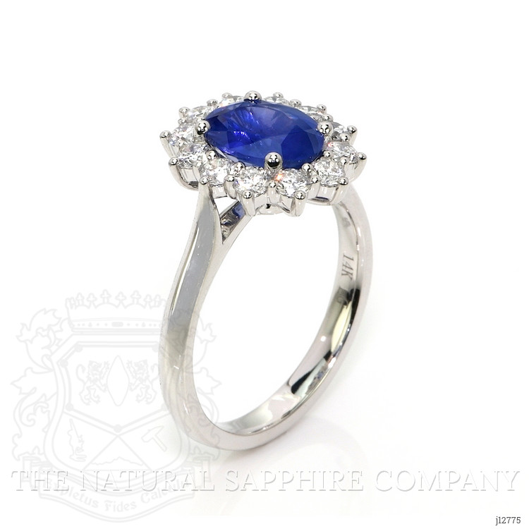 1.94 Ct. Blue Sapphire and Lab Grown Diamond Accent Stones Ring, 14K White Gold