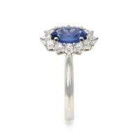 1.94 Ct. Blue Sapphire and Lab Grown Diamond Accent Stones Ring, 14K White Gold Image