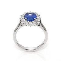 1.94 Ct. Blue Sapphire and Lab Grown Diamond Accent Stones Ring, 14K White Gold Image