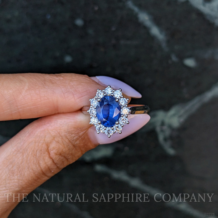 1.94 Ct. Blue Sapphire and Lab Grown Diamond Accent Stones Ring, 14K White Gold