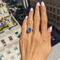 1.94 Ct. Blue Sapphire and Lab Grown Diamond Accent Stones Ring, 14K White Gold Life Style