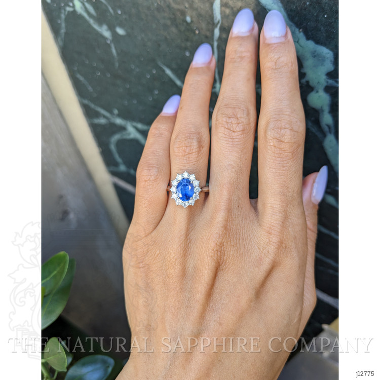 1.94 Ct. Blue Sapphire and Lab Grown Diamond Accent Stones Ring, 14K White Gold