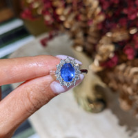 1.94 Ct. Blue Sapphire and Lab Grown Diamond Accent Stones Ring, 14K White Gold Life Style