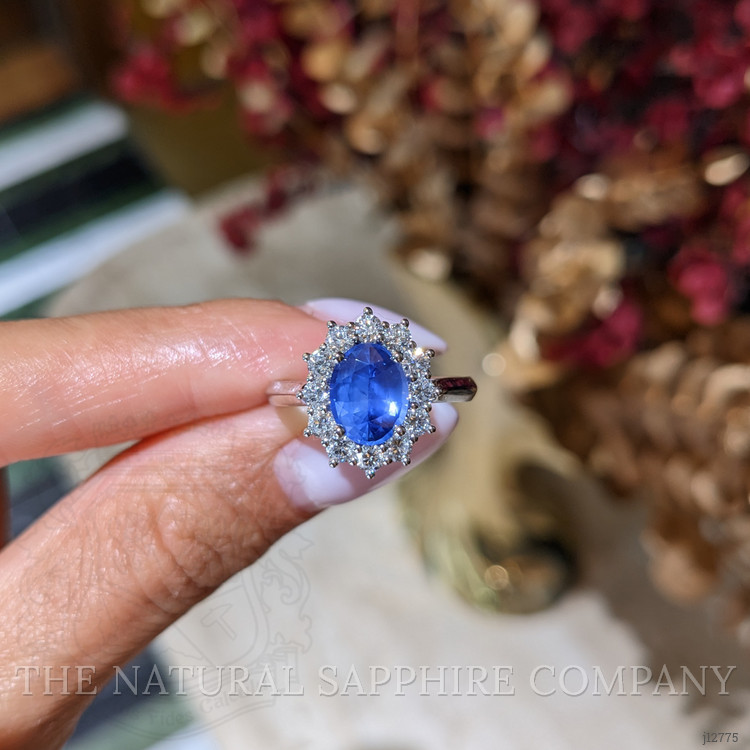 1.94 Ct. Blue Sapphire and Lab Grown Diamond Accent Stones Ring, 14K White Gold
