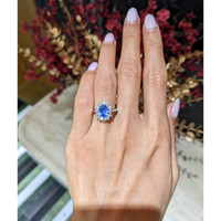 1.94 Ct. Blue Sapphire and Lab Grown Diamond Accent Stones Ring, 14K White Gold Life Style