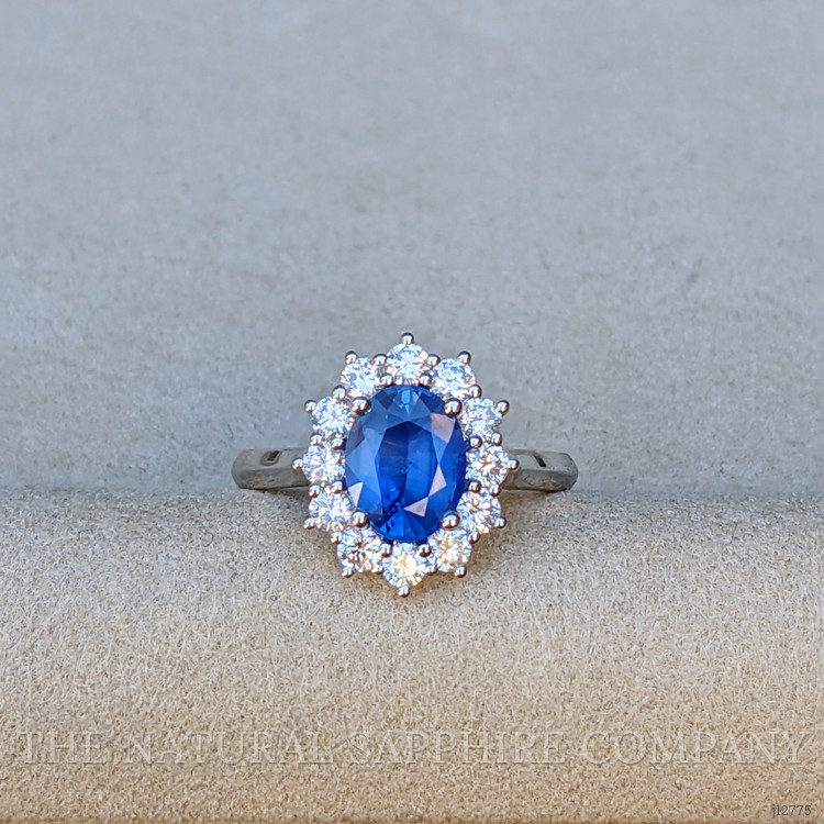 1.94 Ct. Blue Sapphire and Lab Grown Diamond Accent Stones Ring, 14K White Gold