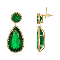 32.95&nbsp;Ct.Tw.Total Carat Weight Emerald Drops Earrings, 18K Yellow Gold Image