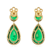 32.95 Ct.Tw.Total Carat Weight Emerald Drops Earrings, 18K Yellow Gold Image