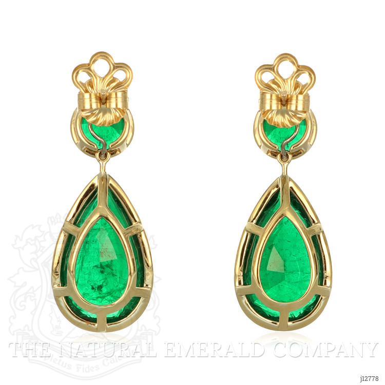 32.95 Ct.Tw. Emerald Drops Earrings, 18K Yellow Gold