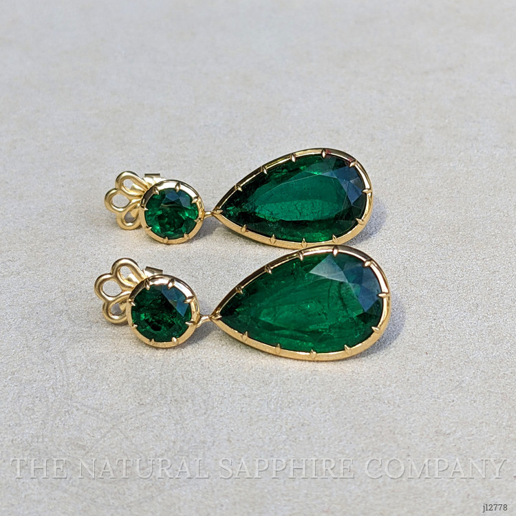 32.95 Ct.Tw. Emerald Drops Earrings, 18K Yellow Gold