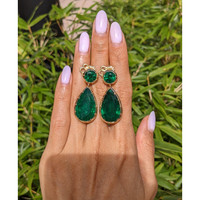 32.95 Ct.Tw.Total Carat Weight Emerald Drops Earrings, 18K Yellow Gold Life Style