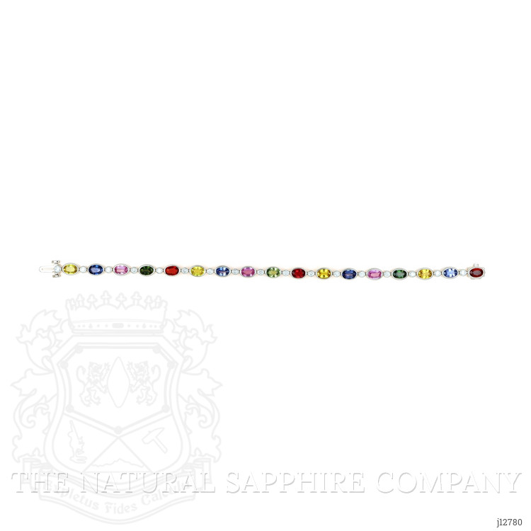 9.63 Ct.Tw. Multi Color Sapphire and Natural Diamond Bezel Bracelet, Platinum 600