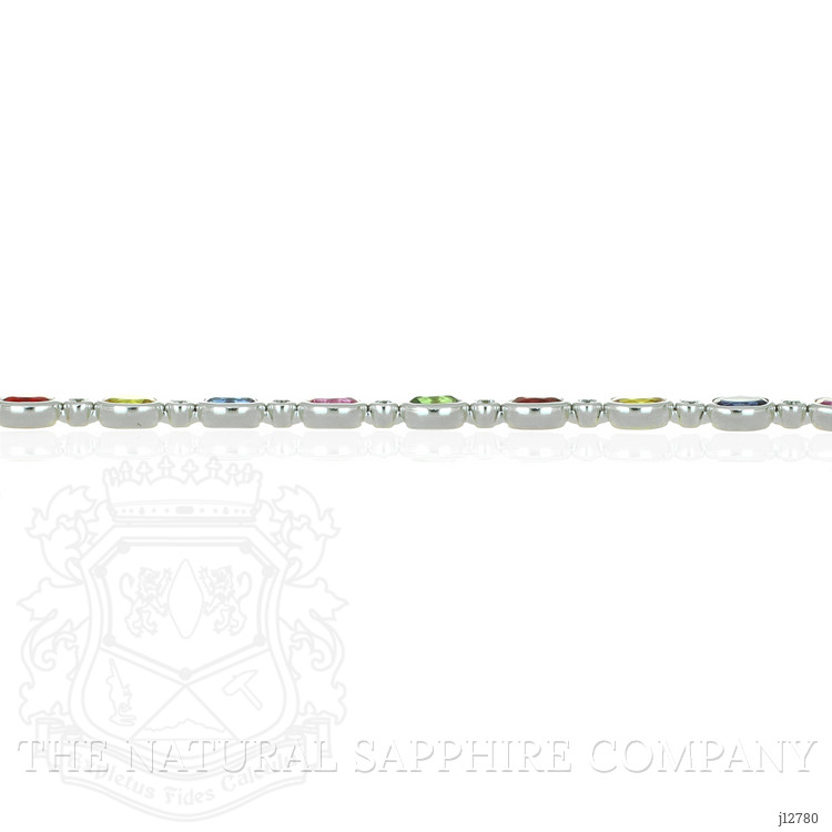 9.63 Ct.Tw. Multi Color Sapphire and Natural Diamond Bezel Bracelet, Platinum 600