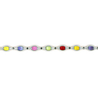 9.63&nbsp;Ct.Tw.Total Carat Weight Multi Color Sapphire and Natural Diamond Bezel Bracelet, Platinum 600 Image