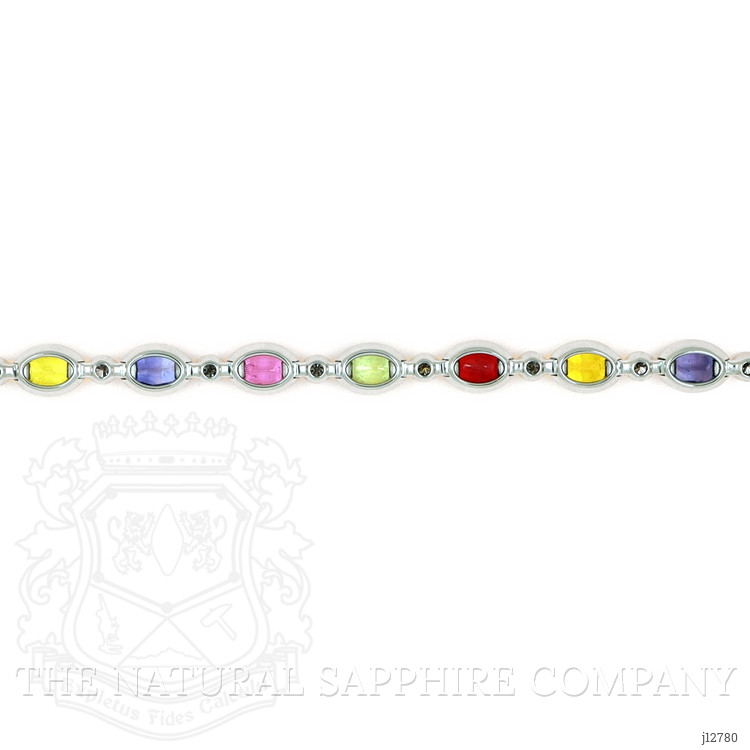 9.63 Ct.Tw. Multi Color Sapphire and Natural Diamond Bezel Bracelet, Platinum 600