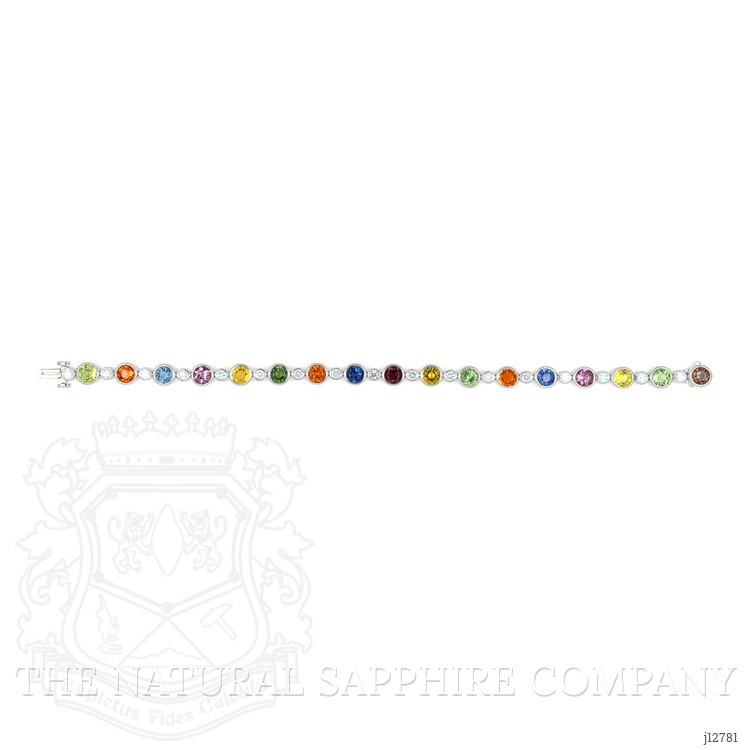 12.58 Ct.Tw. Multi Color Sapphire and Natural Diamond Bezel Bracelet, Platinum 600