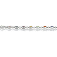 12.58&nbsp;Ct.Tw.Total Carat Weight Multi Color Sapphire and Natural Diamond Bezel Bracelet, Platinum 600 Image