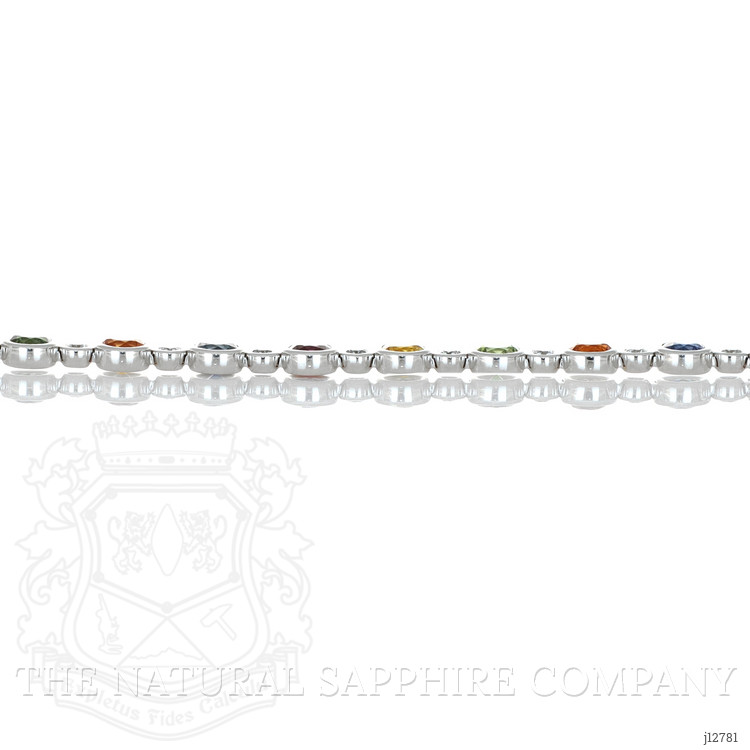 12.58 Ct.Tw. Multi Color Sapphire and Natural Diamond Bezel Bracelet, Platinum 600