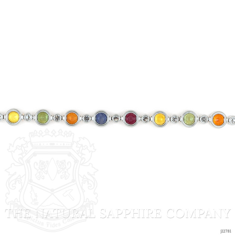 12.58 Ct.Tw. Multi Color Sapphire and Natural Diamond Bezel Bracelet, Platinum 600