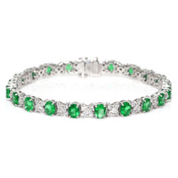 6.11&nbsp;Ct.Tw.Total Carat Weight Emerald and Natural Diamond Tennis/Line Bracelet, Platinum 600 Video