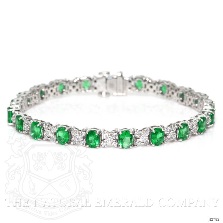 6.11 Ct.Tw. Emerald and Natural Diamond Tennis/Line Bracelet, Platinum 600