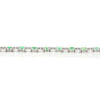 6.11&nbsp;Ct.Tw.Total Carat Weight Emerald and Natural Diamond Tennis/Line Bracelet, Platinum 600 Image
